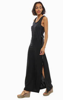 Длинное черное платье с разрезом Gas