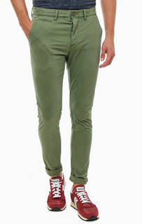 Хлопковые брюки чиносы цвета хаки Superdry