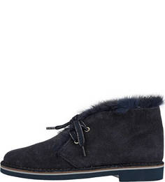 Зимние ботинки из натуральной замши с меховой отделкой Pollini