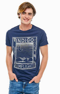 Синяя хлопковая футболка с короткими рукавами Scotch&Soda