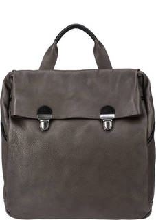 Серый кожаный рюкзак с двумя отделами Bruno Rossi