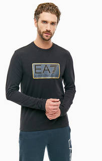 Хлопковая футболка с логотипом бренда EA7