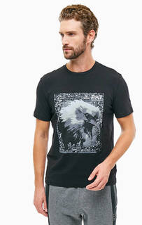 Черная хлопковая футболка с принтом EA7