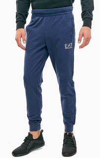 Синие хлопковые брюки джоггеры EA7