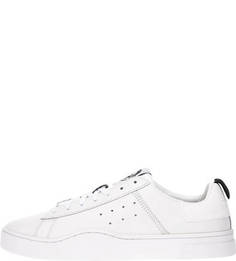 Белые кожаные кеды на шнуровке Diesel