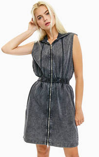 Серое джинсовое платье с расклешенной юбкой Diesel