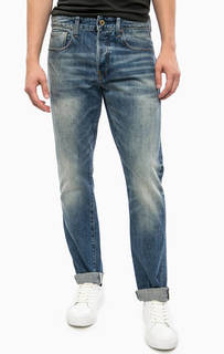 Синие зауженные джинсы на болтах G Star RAW