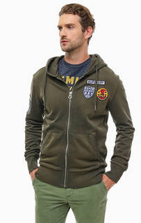 Хлопковая толстовка цвета хаки с нашивками Superdry