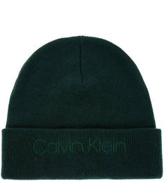 Зеленая шапка с вышивкой Calvin Klein Jeans