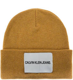 Желтая шапка с содержанием шерсти Calvin Klein Jeans