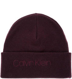 Фиолетовая шапка с вышивкой Calvin Klein Jeans