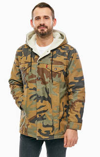 Куртка с камуфляжным принтом Fresh Leaves Sherpa Hooded Trucker Levis®
