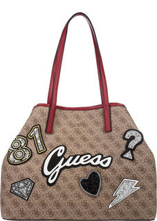 Вместительная сумка с декоративными нашивками Guess