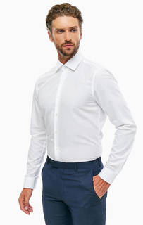 Белая хлопковая рубашка приталенного кроя Strellson