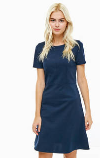 Синее трикотажное платье с расклешенной юбкой Ichi