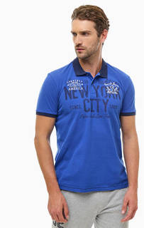 Синяя хлопковая футболка поло с отделкой Gaudi