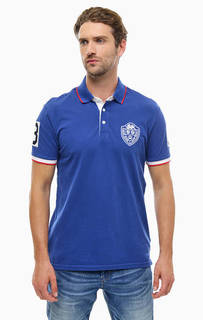 Синяя хлопковая футболка поло с отделкой Gaudi