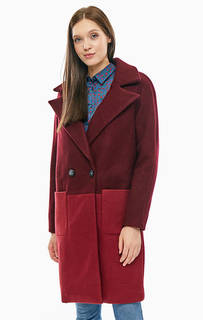 Бордовое пальто на пуговицах Only