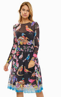 Разноцветное платье с расклешенной юбкой Desigual