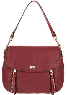 Бордовая кожаная сумка с откидным клапаном Evie Michael Michael Kors