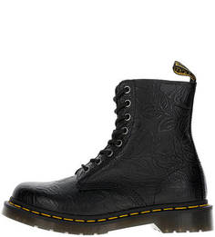 Черные кожаные ботинки с цветочным принтом Dr. Martens