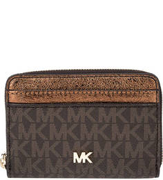 Маленький коричневый кошелек с монограммой бренда Money Pieces Michael Michael Kors