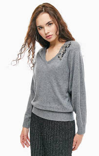 Серый джемпер оверсайз с плечиками Liu Jo