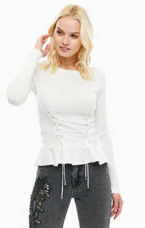 Облегающий белый джемпер с шнуровкой Liu Jo