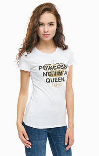 Белая хлопковая футболка с короткими рукавами Liu Jo