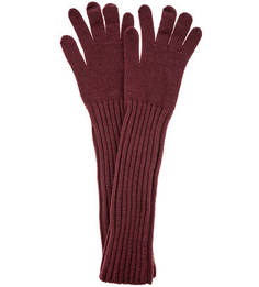 Длинные вязаные перчатки бордового цвета Trussardi Jeans