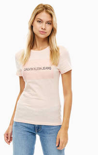 Футболка кораллового цвета из хлопка Calvin Klein Jeans