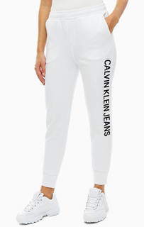 Белые хлопковые брюки джоггеры в спортивном стиле Calvin Klein Jeans