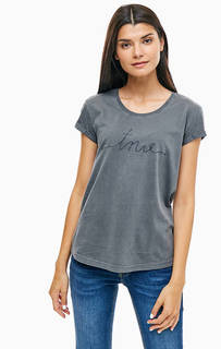 Серая хлопковая футболка с вышивкой Mustang