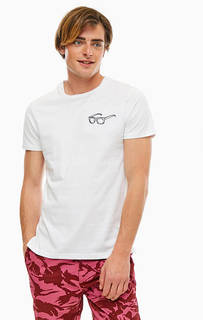 Белая хлопковая футболка с вышивкой Scotch&Soda