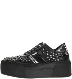 Черные кожаные кеды с металлической отделкой Liu Jo