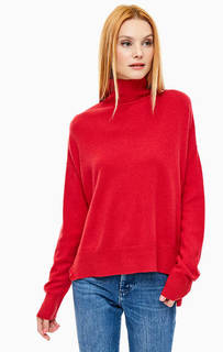 Красный шерстяной джемпер оверсайз с разрезами Pinko