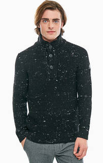 Черный свитер с воротом на пуговицах Marc Opolo