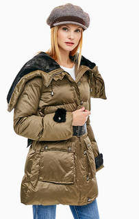 Куртка цвета хаки с карманами и капюшоном Pinko