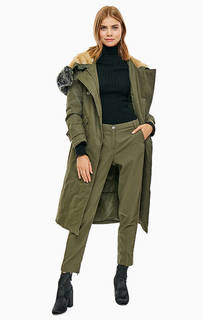 Хлопковая куртка цвета хаки с капюшоном Pinko