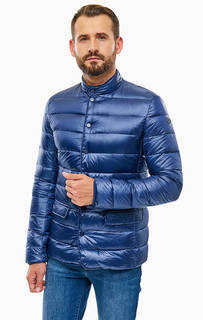 Синий пуховик с карманами Trussardi Jeans