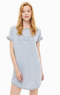 Домашнее платье серого цвета в полоску Dkny