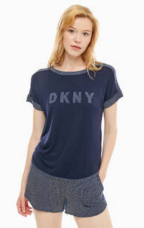 Домашний комплект из футболки и шорт синего цвета Dkny