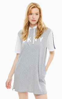 Серое домашнее платье с капюшоном Dkny