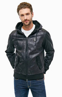 Черная куртка с капюшоном и нашивкой EA7