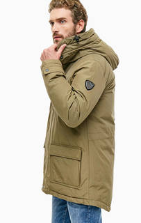 Хлопковый пуховик цвета хаки с карманами EA7