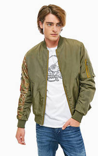 Демисезонная куртка бомбер цвета хаки Jack & Jones