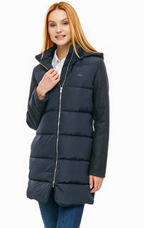 Синий пуховик с шерстяными вставками Lacoste