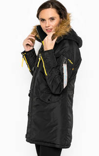 Удлиненная черная куртка с капюшоном Alpha Industries