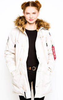 Удлиненная куртка белого цвета Alpha Industries