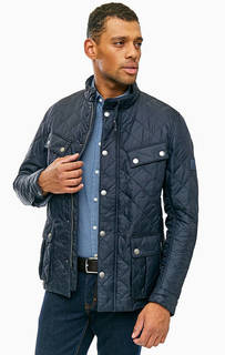 Синяя стеганая куртка с застежкой на молнию и кнопки Barbour